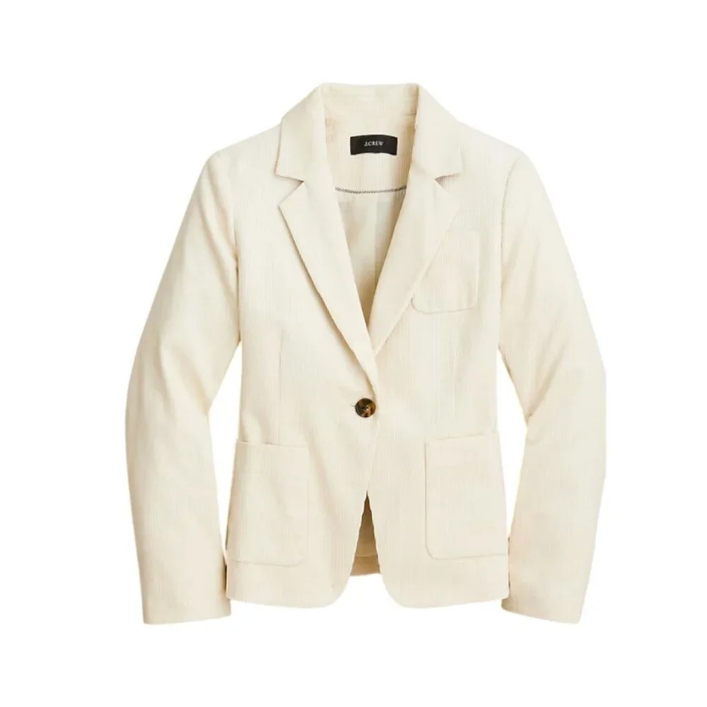 NWT JCrew Archie Corduroy Blazer Jacket Womens 6 Cream Ivory Patch Pocket BJ988